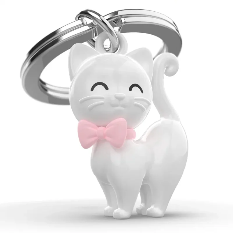 META[L]MORPHOSE KEYRING WHITE CAT WITH SILICON BOWTIE