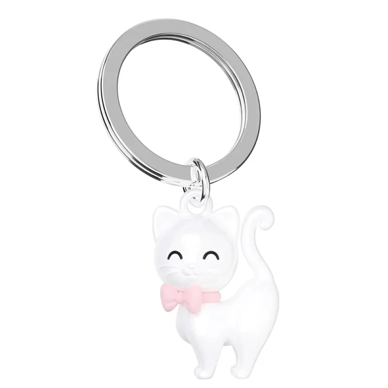 META[L]MORPHOSE KEYRING WHITE CAT WITH SILICON BOWTIE - Image 4