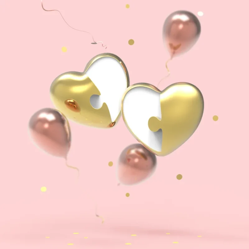 META[L]MORPHOSE FASHION PIN - SET OF 2 PINS - COUPLE PUZZLE HEARTS - Image 3