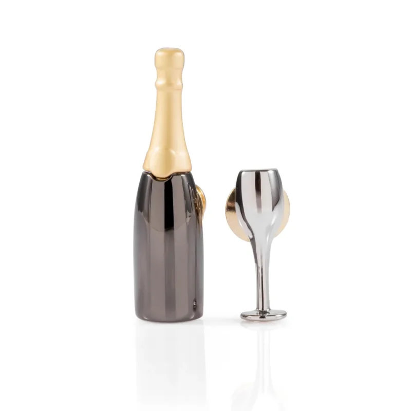 META[L]MORPHOSE FASHION PIN - SET OF 2 PINS - CHAMPAGNE & GLASS