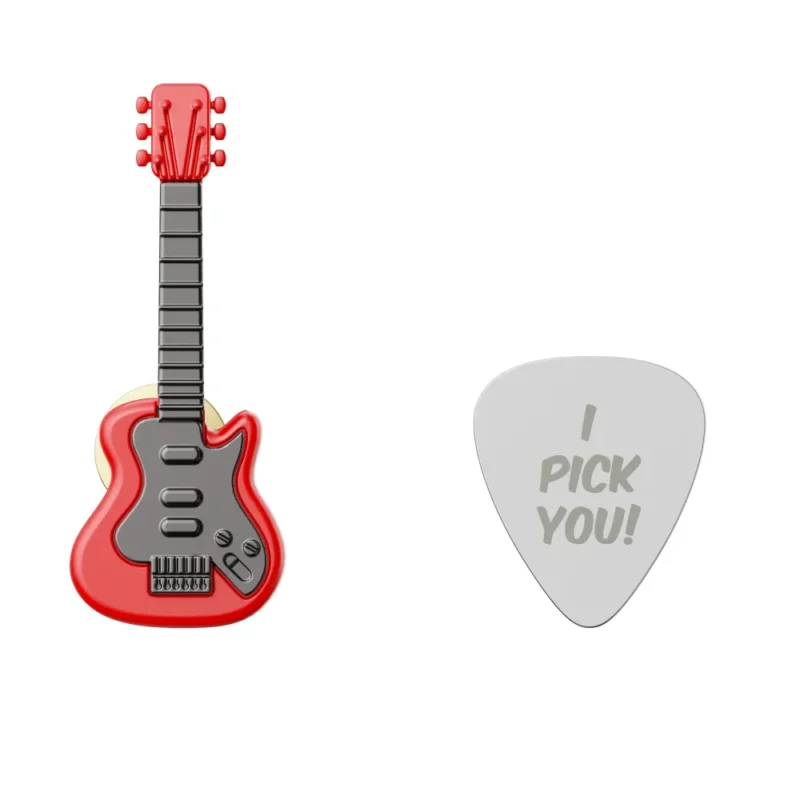 META[L]MORPHOSE FASHION PIN - SET OF 2 PINS - ROCK GUITAR & PLECTRUM