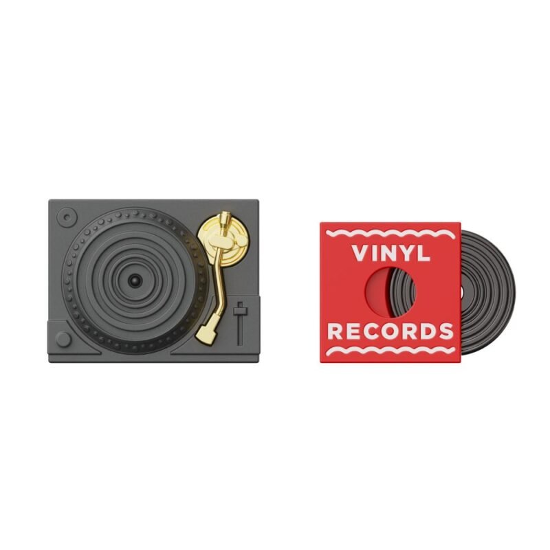 META[L]MORPHOSE FASHION PIN - SET OF 2 PINS - RECORD PLAYER & VINYL RECORD
